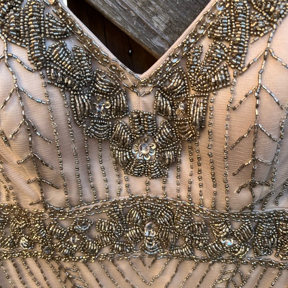 Sue Wong Tan and Gold Beaded Dress - Picture 4 of 13